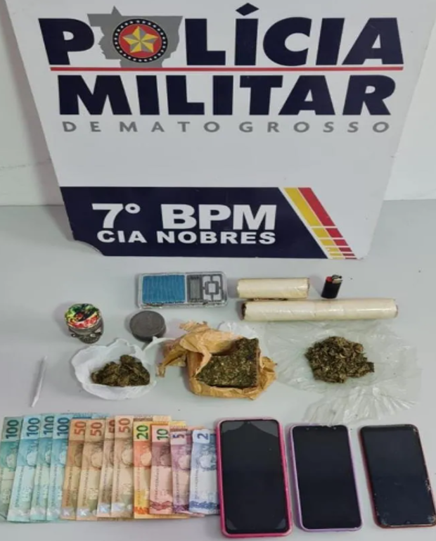 Polícia Militar prendeu “Verdinho” e esposa com drogas em Nobres