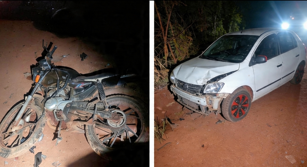 Colisão entre moto e carro deixa homem ferido em estrada da Forquilha do Rio Manso