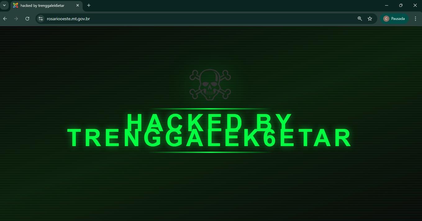Ataque hacker expõe fragilidades no portal da Prefeitura de Rosário Oeste, que já voltou ao ar